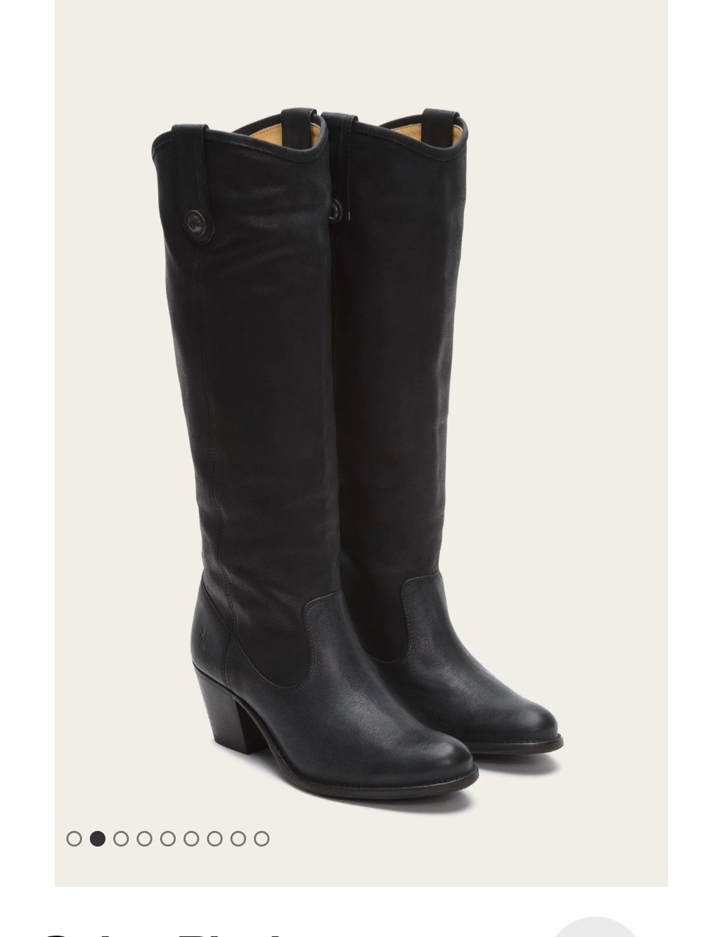 Frye Jackie Button Black Leather Riding Boots